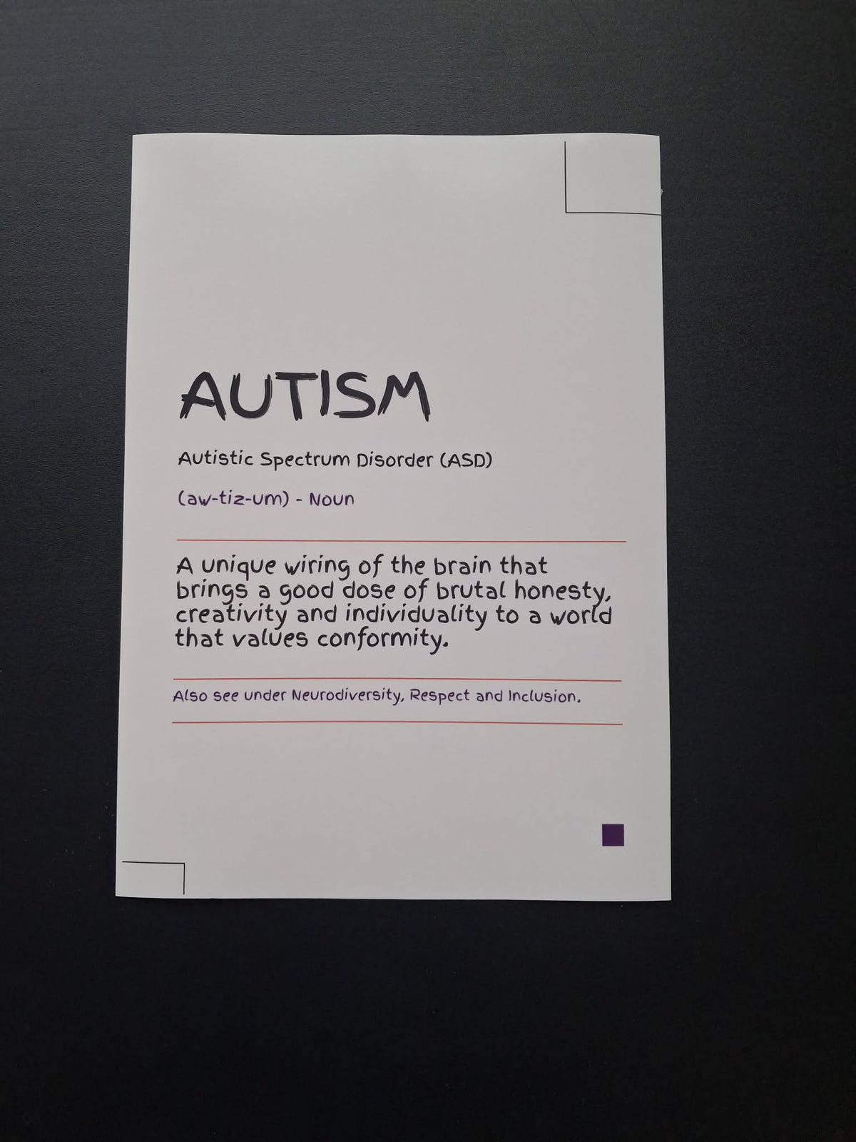 Autism "Unique Wiring of the Brain" Funny Definition Wall Art Print – Neurodivergent Gift