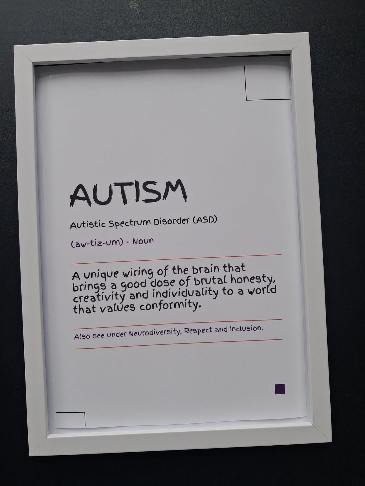 Autism "Unique Wiring of the Brain" Funny Definition Wall Art Print – Neurodivergent Gift