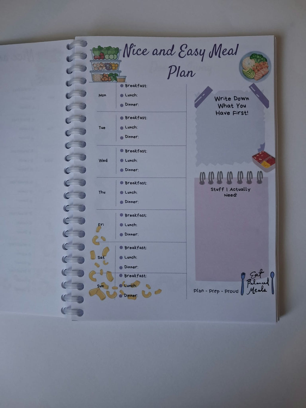 Nice and Easy Meal Plan page