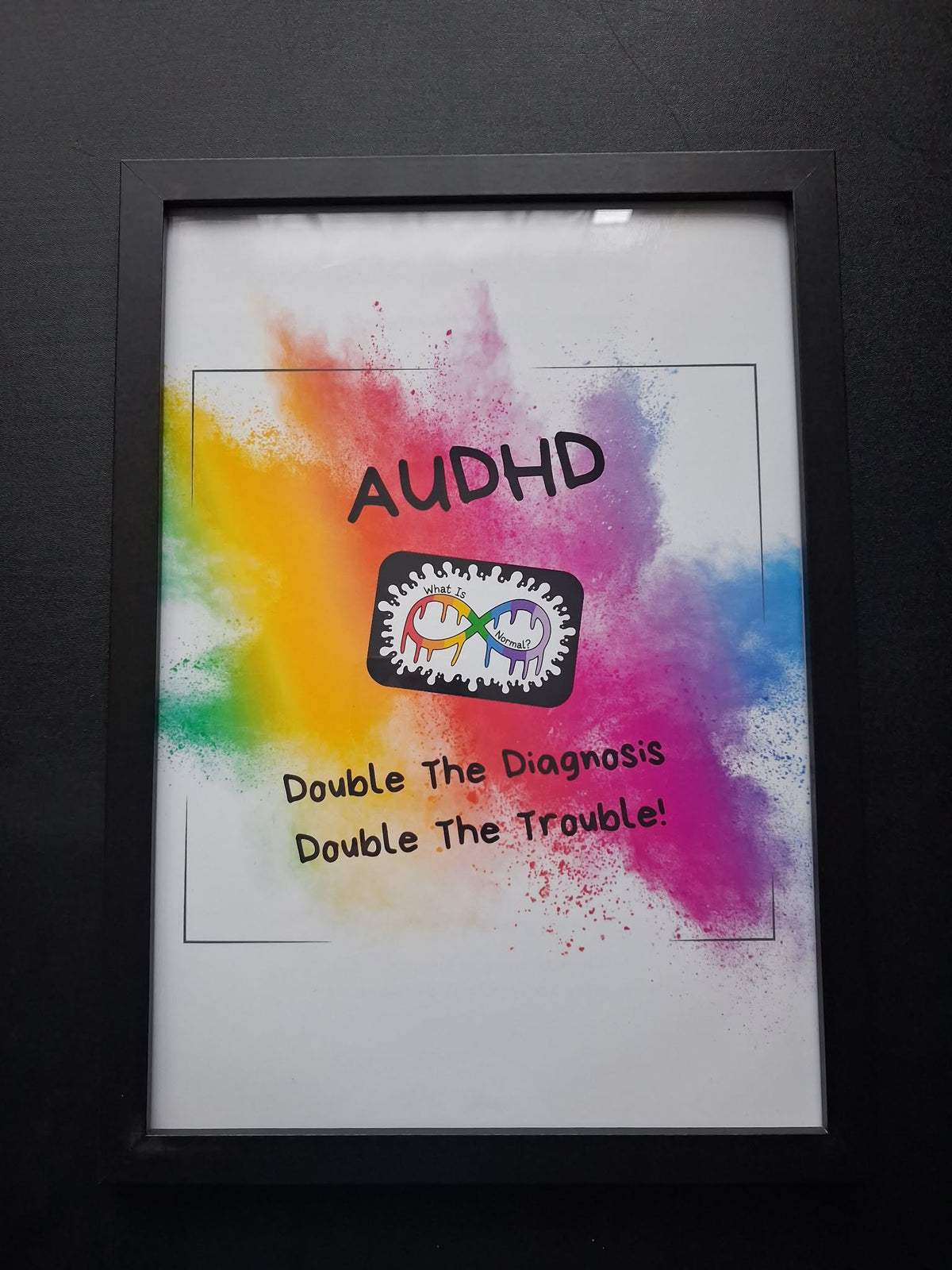 AUDHD "Double The Diagnosis, Double The Trouble!" Funny Wall Art Print – Neurodivergent Gift