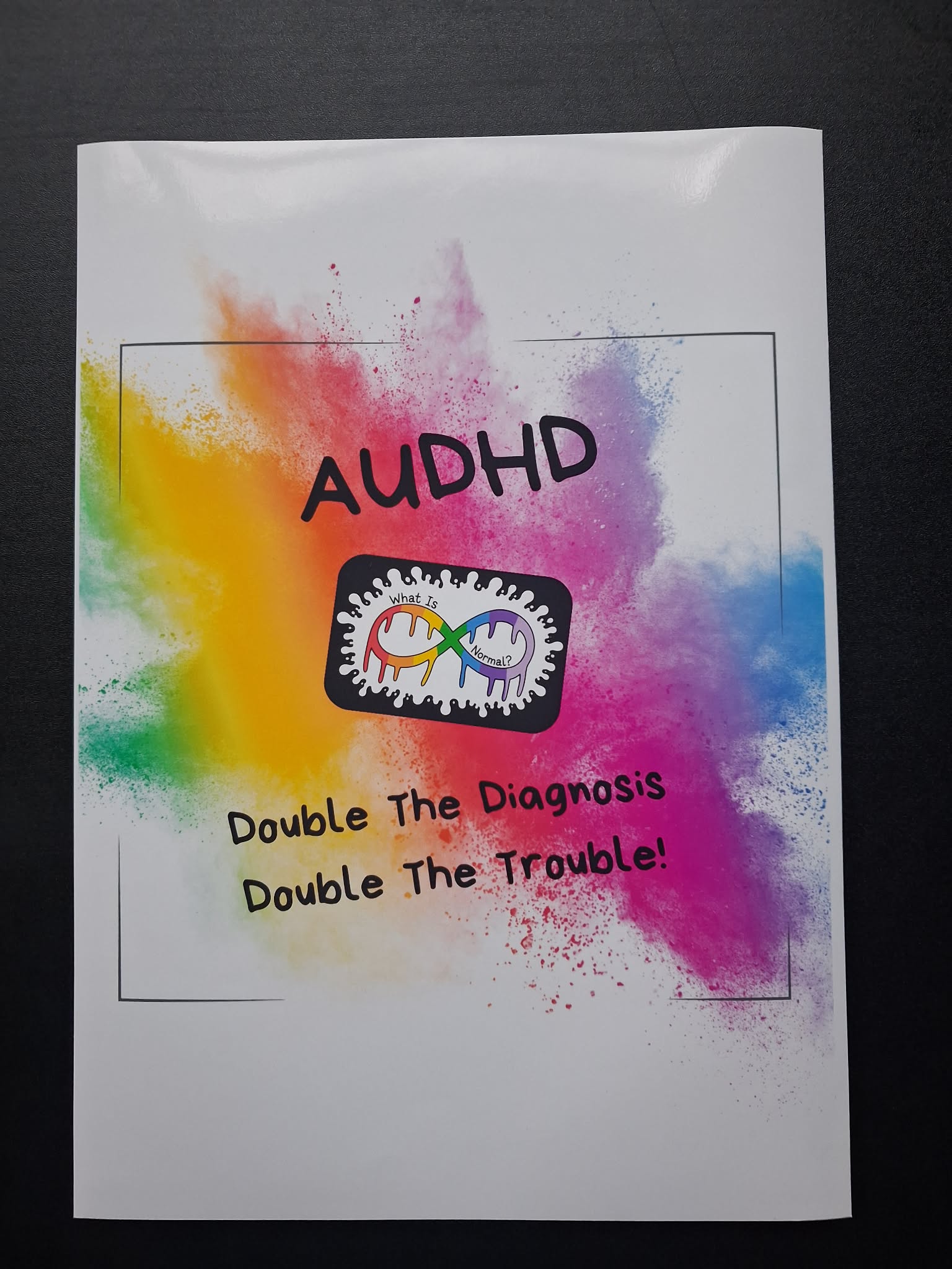 AUDHD "Double The Diagnosis, Double The Trouble!" Funny Wall Art Print – Neurodivergent Gift
