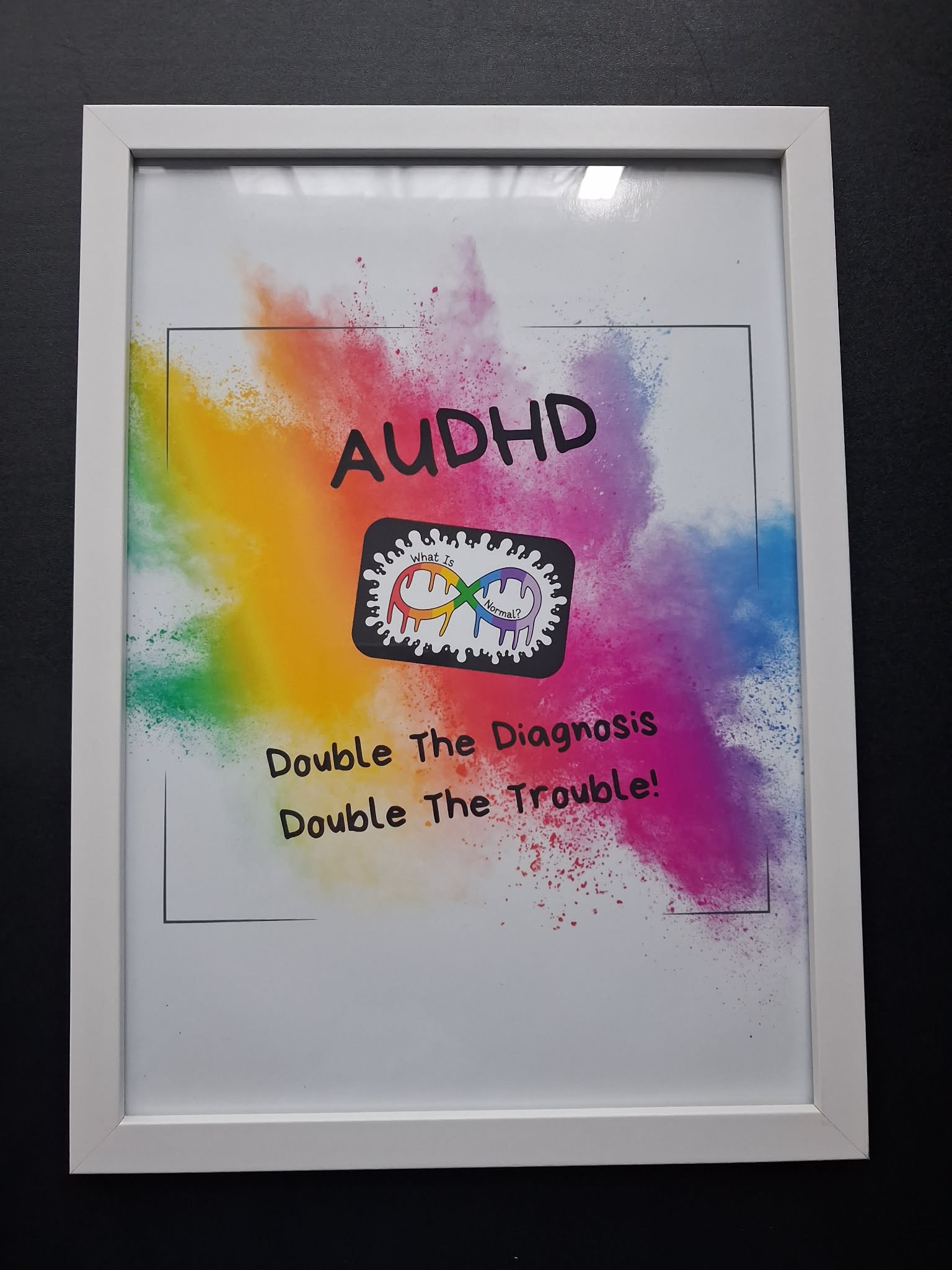 AUDHD "Double The Diagnosis, Double The Trouble!" Funny Wall Art Print – Neurodivergent Gift