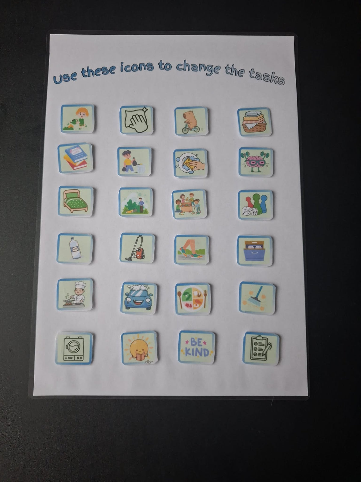 "Let's Earn Screen Time!" Wipe-Clean Reward Chart with Task Icons – SEND & Neurodivergent Children's Resource