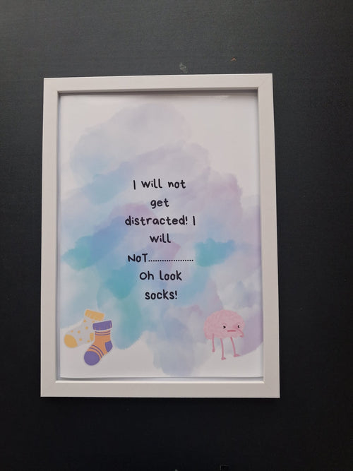 "Oh Look Socks!" ADHD Funny Wall Art Print – Neurodivergent Gift
